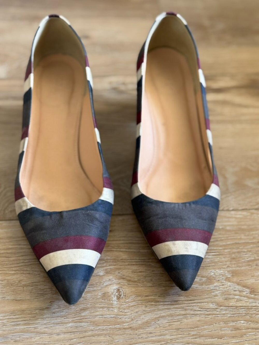 J Crew Striped Block Heel Pumps, Size 9.5